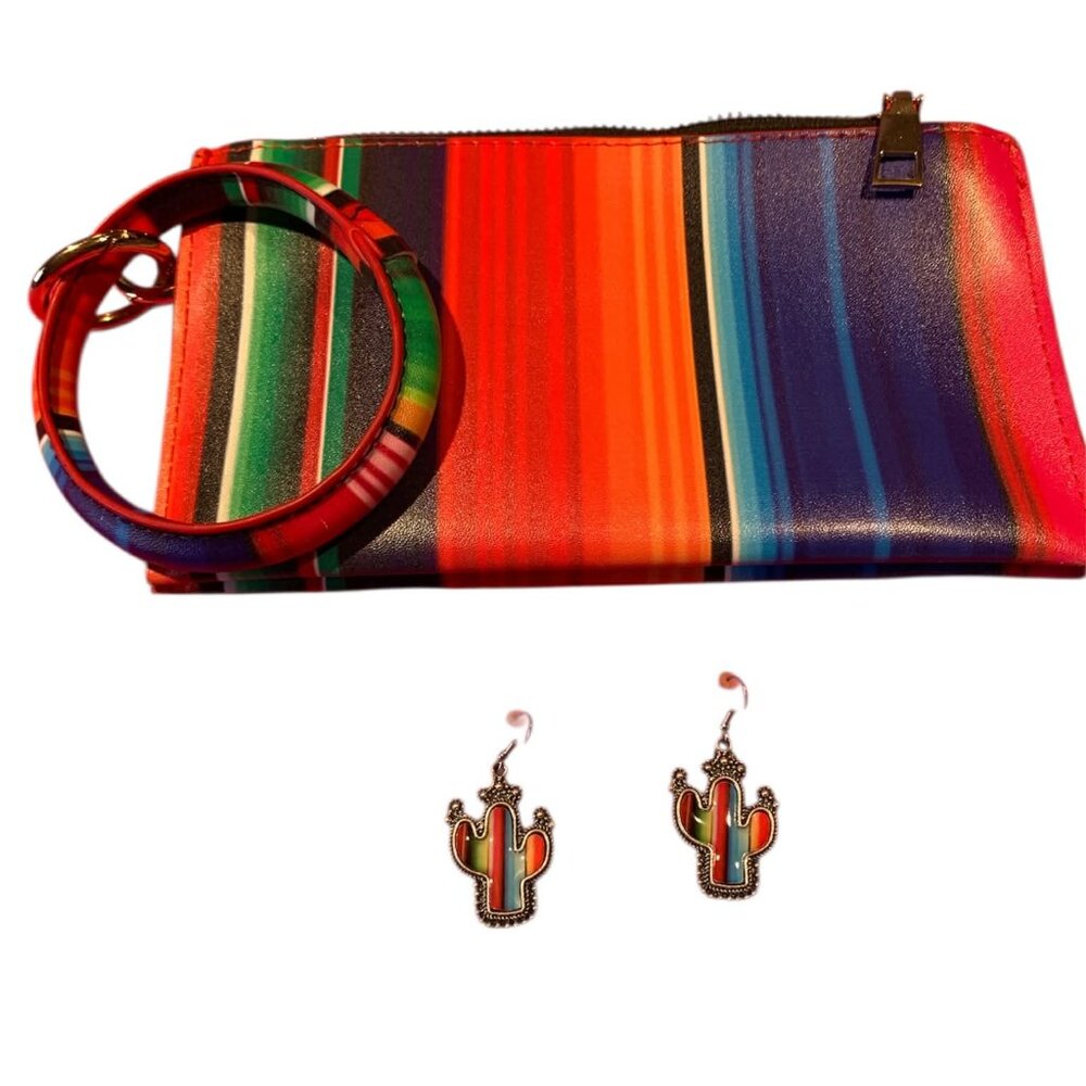 Mexican theme handbag with earrings set